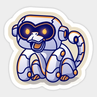 Cute Monkey Robot Cartoon Sticker